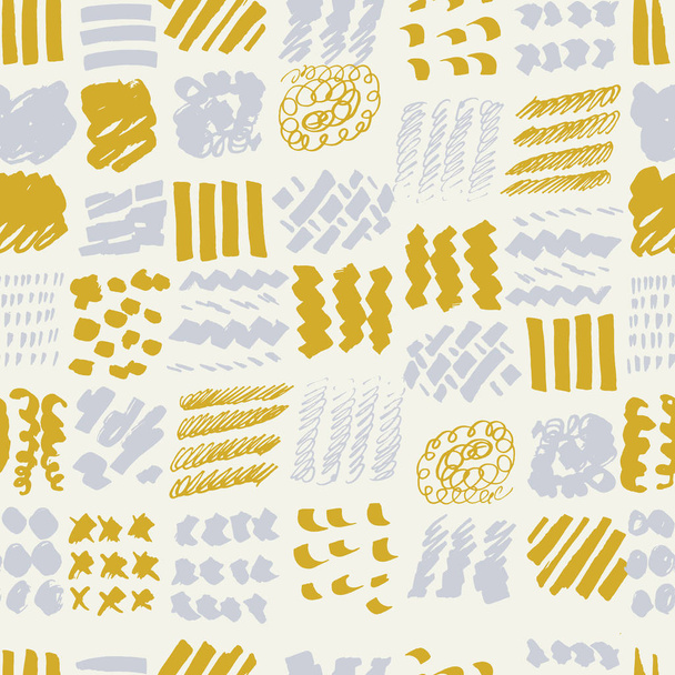 Mustard and grey seamless pattern with hand drawn texture background. - Вектор,изображение