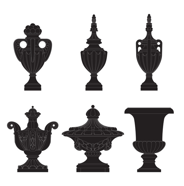 Készlet-ból klasszikus urnák, virágtartók - Vektor, kép