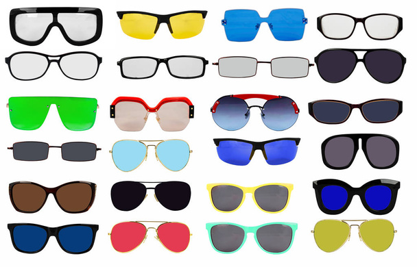 A set of sunglasses on a white background for drawing on a portrait of an isolated - Foto, immagini