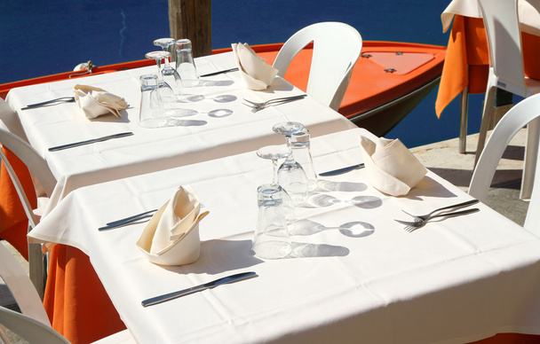 πίνακα, κομψό ιταλικό εστιατόριο στο κανάλι στη Βενετία - Φωτογραφία, εικόνα