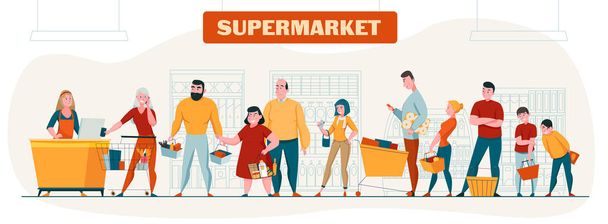 Supermarket Horizontal Composition - Vector, Image