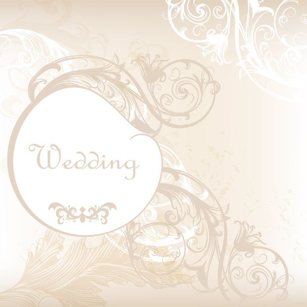 Wedding invitation card in white and grey with floral ornament - Vektori, kuva