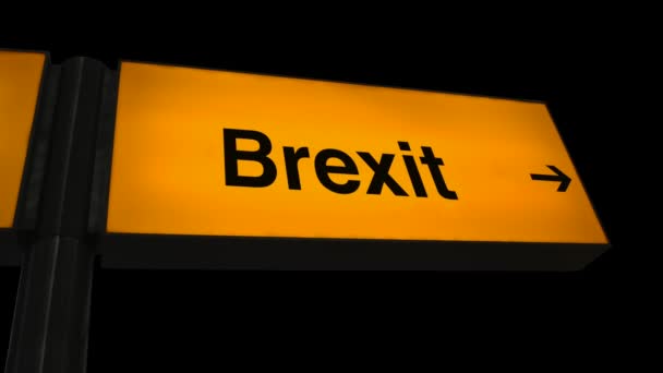 Rotto stile inglese Orange Airport segno con una freccia e la parola Brexit
 - Filmati, video