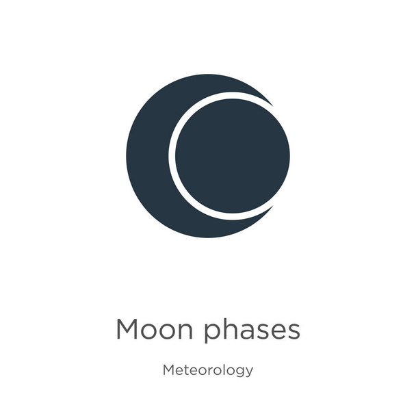 Maan fasen icoon vector. Trendy platte maan fasen icoon uit meteorologie collectie geïsoleerd op witte achtergrond. Vector illustratie kan worden gebruikt voor web en mobiele grafische vormgeving, logo, eps10 - Vector, afbeelding