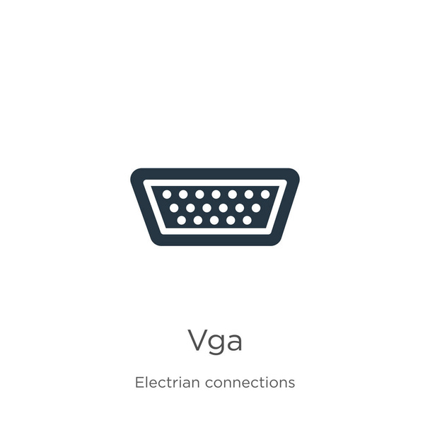 Vga vector icono. Icono de moda de vga plana de la colección de conexiones electrianas aisladas sobre fondo blanco. La ilustración vectorial se puede utilizar para el diseño gráfico web y móvil, logotipo, eps10
 - Vector, imagen