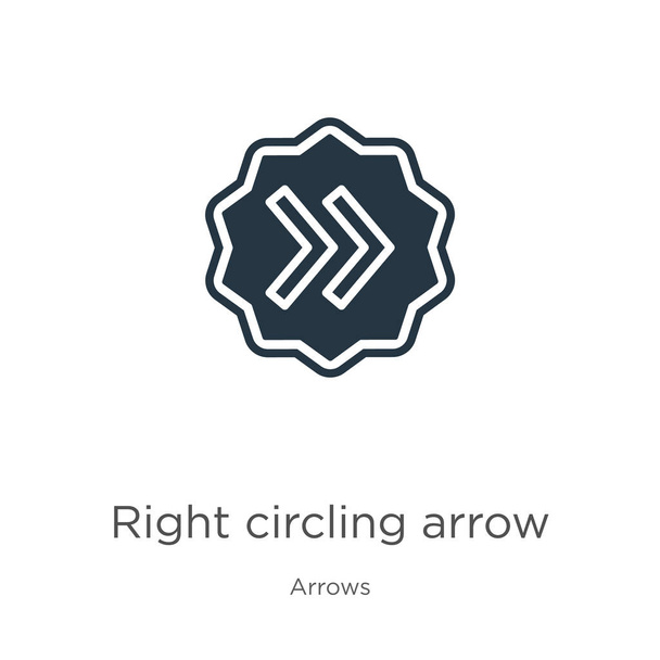 Right circling arrow icon vector. Trendy flat right circling arrow icon from arrows collection isolated on white background. Vector illustration can be used for web and mobile graphic design, logo, - Vector, Image