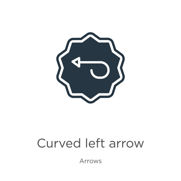 Curved left arrow icon vector. Trendy flat curved left arrow icon from arrows collection isolated on white background. Vector illustration can be used for web and mobile graphic design, logo, eps10 - Vetor, Imagem