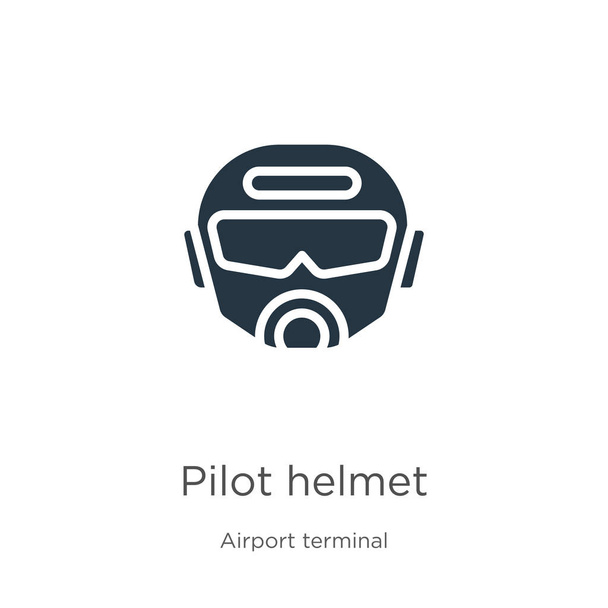 パイロットヘルメットアイコンベクトル。白い背景に隔離された空港ターミナルコレクションからトレンディなフラットパイロットヘルメットアイコン。ベクターイラストは、ウェブやモバイルグラフィックデザイン、ロゴ、 eps10に使用できます。 - ベクター画像