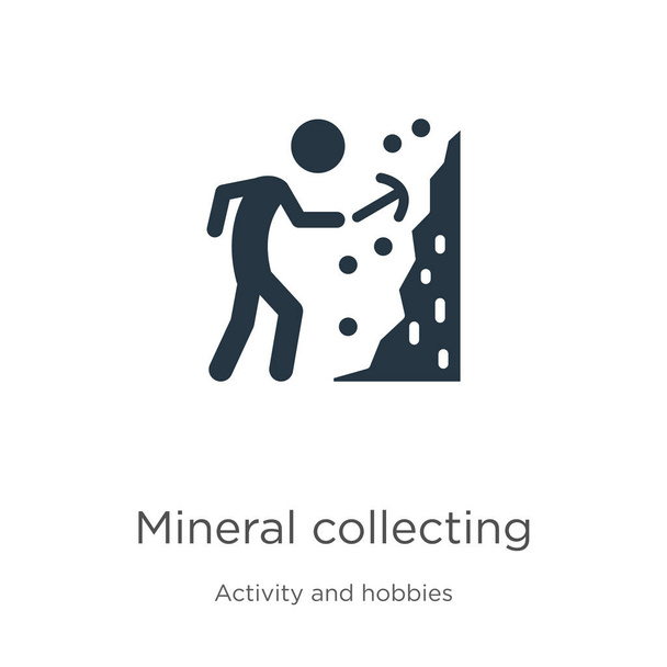 Wektor zbierania minerałów. Modna płaska ikona zbierania minerałów z kolekcji aktywności i hobby odizolowana na białym tle. Ilustracja wektorowa może być używana do grafiki internetowej i mobilnej - Wektor, obraz