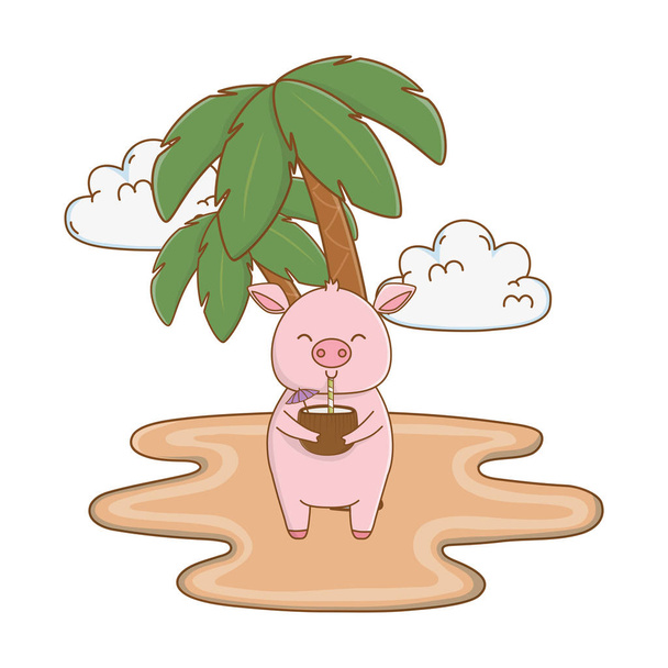 summer vacation relax cartoon vector illustration - Vector, Image