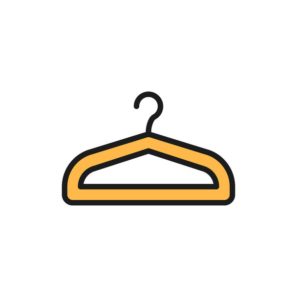 Hanger, wardrobe, dry cleaning service flat color line icon. - Vector, Image