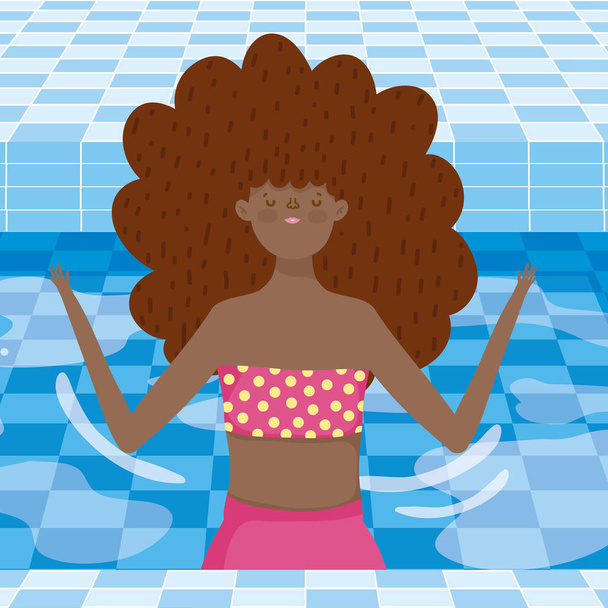Girl with summer swimwear design - Vector, Image
