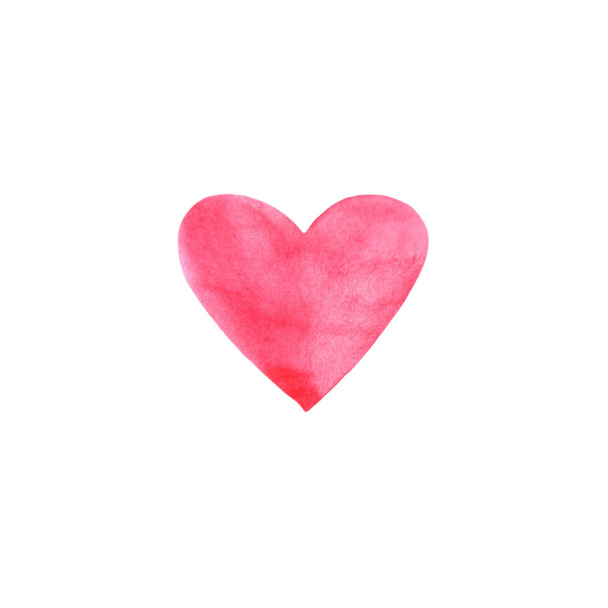 Corazón de acuarela rosa roja aislado sobre fondo blanco. Suave, textura romántica para el diseño de tarjetas, invitaciones
 - Foto, imagen