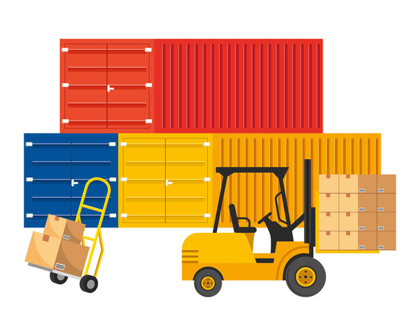 грузовые контейнеры с векторной иллюстрацией пушкарта - Вектор,изображение