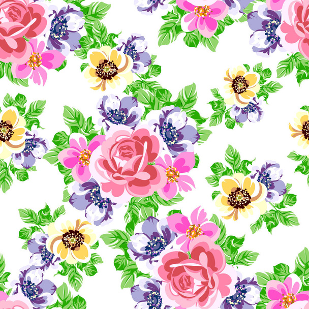 seamless colorful floral pattern  - Vector, imagen