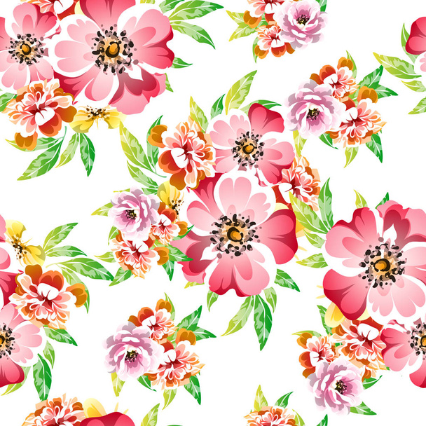 colorful seamless flower pattern vector illustration  - Vector, Image