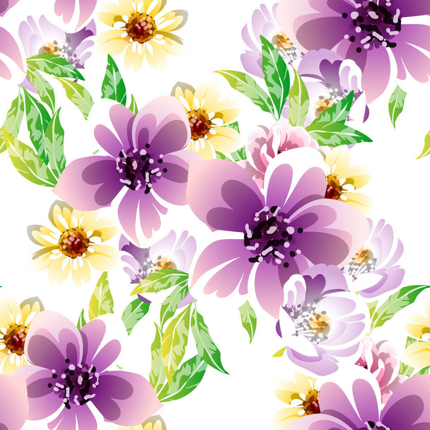 colorful seamless flower pattern vector illustration  - Vektör, Görsel