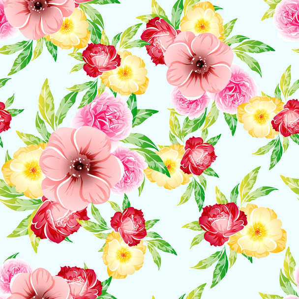 colorful seamless pattern with flowers  - ベクター画像
