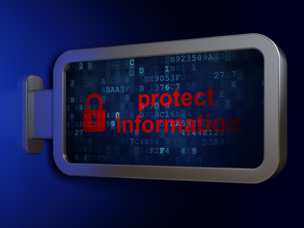 Concepto de protección: Proteger la información y el candado cerrado en bi
 - Foto, Imagen