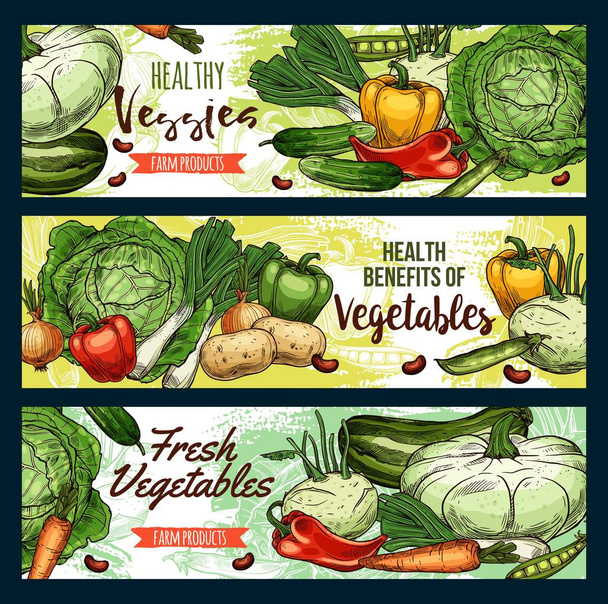 Βιολογικά λαχανικά, υγιεινά χορτοφαγικά τρόφιμα - Διάνυσμα, εικόνα