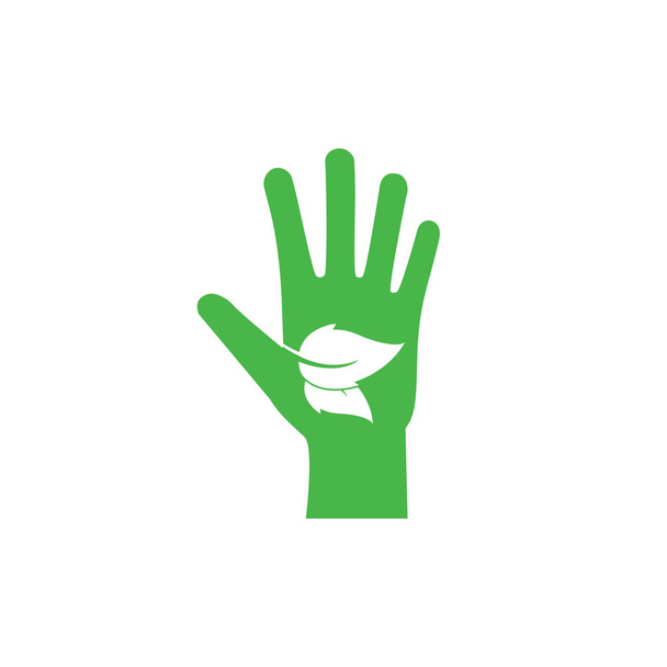 Hoja, Eco amistoso manos icono. Ilustración vectorial, diseño plano
 - Vector, imagen