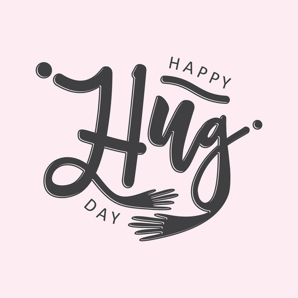 Vector typographic letter Hug Day with abstract hand illustratio - Vecteur, image