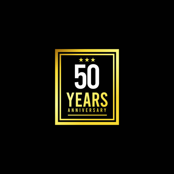 50 Jaar Jubileum Gold Square Ontwerp Logo Vector Sjabloon Illustratie - Vector, afbeelding