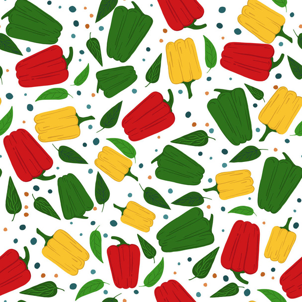 Abstract bell pepper seamless pattern on white background. - Вектор,изображение