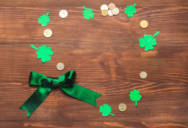 Composition for St. Patrick's Day on wooden background - Photo, Image
