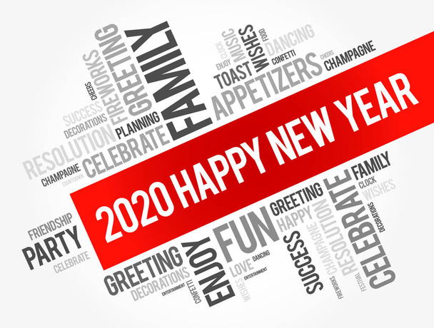 2020 year greeting word cloud collage - Vector, Image