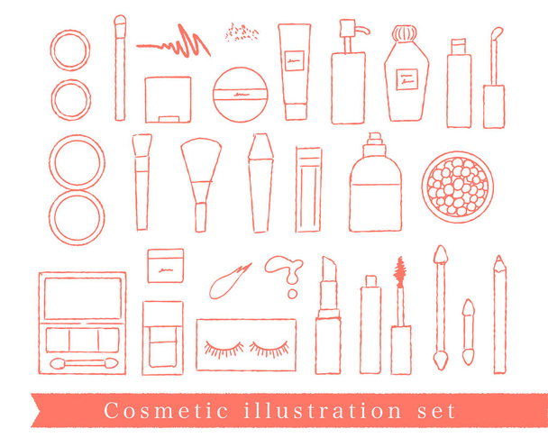 Conjunto de ilustrações de ferramentas de maquiagem desenhadas à mão
 - Vetor, Imagem