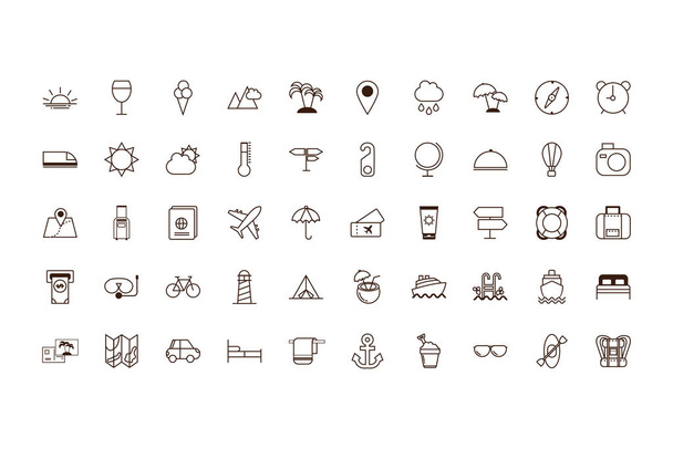 Isolated travel icon set line and fill vector design - Vector, Image