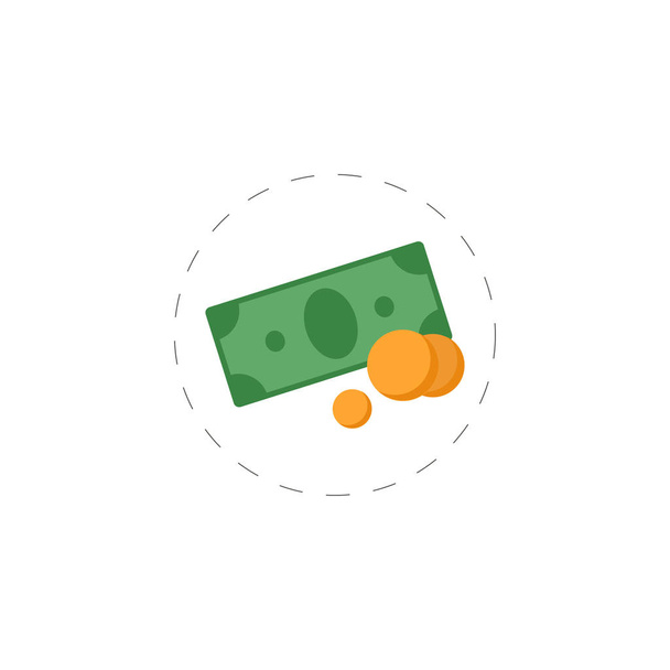 お金の山ドル札と金のコインのスタックパックカラフルなフラットベクトルアイコン - ベクター画像