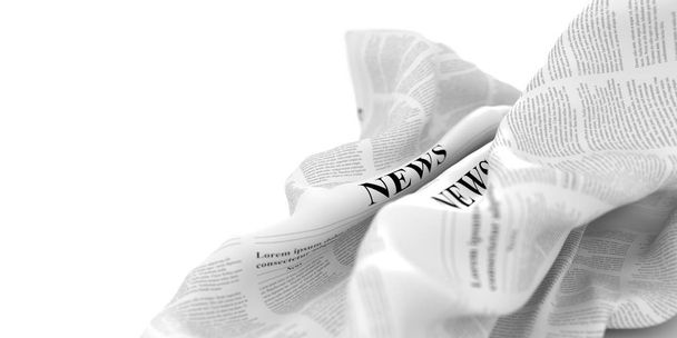 Abstract newspaper in a fluid shape, 3d rendering - Фото, изображение