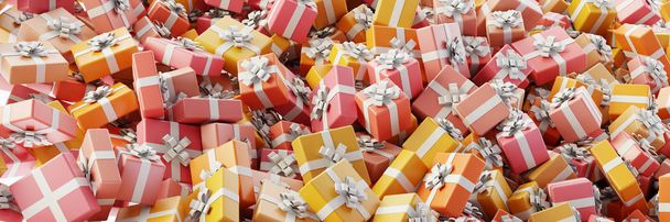 Sonsuz hediye kutuları, Noel ve parti teması, orijinal 3D resimleme - Fotoğraf, Görsel