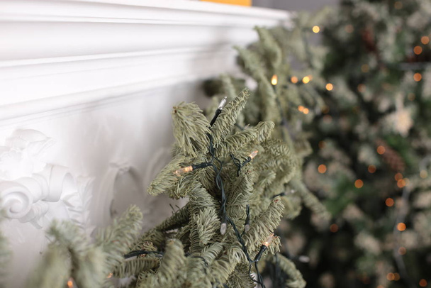 Decorative Christmas tree toy macro photo shining background  - Photo, Image
