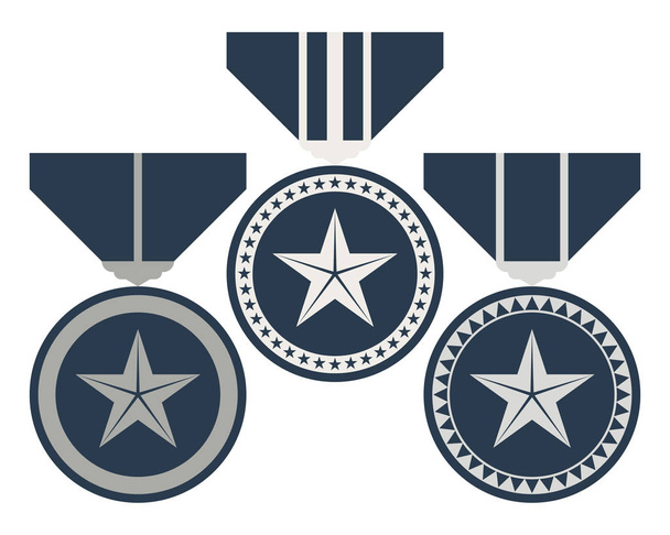 Rütbe Madalyası. Seviye ve İlerleme Ödülü İşareti - Vektör, Görsel