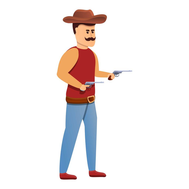 Cowboy with mustache icon, cartoon style - Vector, Imagen