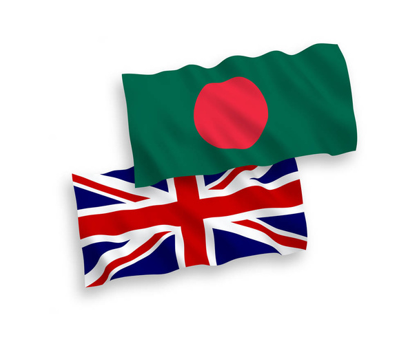 Прапори Великобританії та Бангладеш на білому тлі - Вектор, зображення