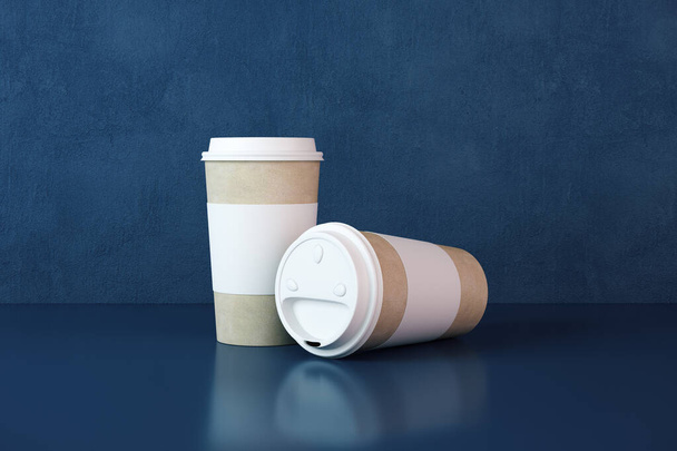 Two white paper coffee cups - Fotó, kép