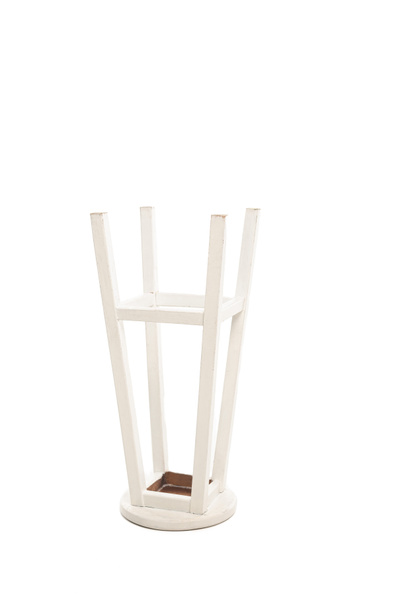 Turned white wooden stool isolated on white - Photo, Image