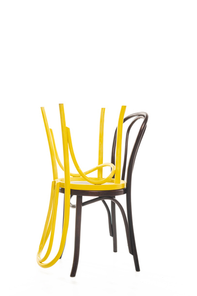 Modern fa székek fénymásoló hely elszigetelt fehér - Fotó, kép