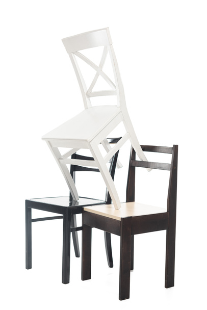 White and brown wooden chairs isolated on white - Valokuva, kuva