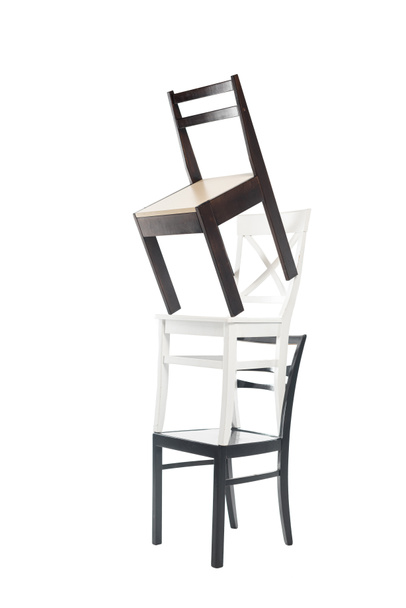 Three modern wooden chairs isolated on white - Valokuva, kuva