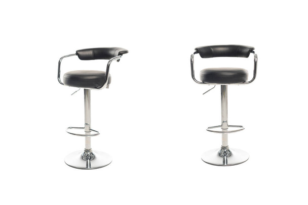 Dvě černé barové stoličky izolované na bílém - Fotografie, Obrázek