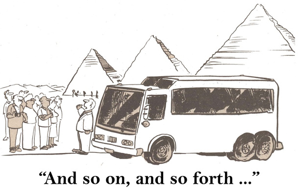 Cartoon illustration. Travel bus with tourists - Fotoğraf, Görsel
