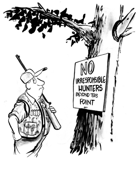Cartoon illustration. Hunter in the woods - Φωτογραφία, εικόνα