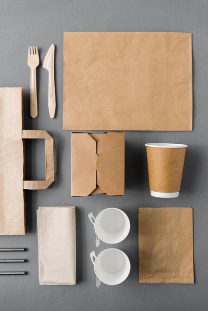 disposable paper takeaway food packing stuff - Фото, изображение
