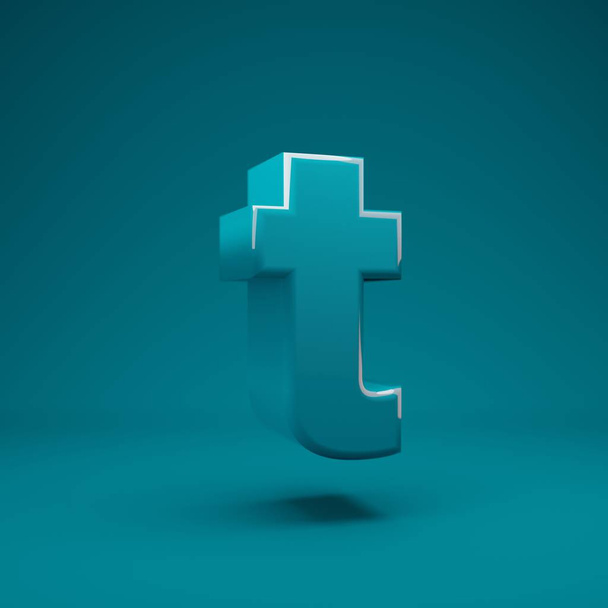 Aqua Menthe 3d lettre T minuscule. rendu 3D. Idéal pour anniversaire, fête d'anniversaire, célébration, publicité
. - Photo, image