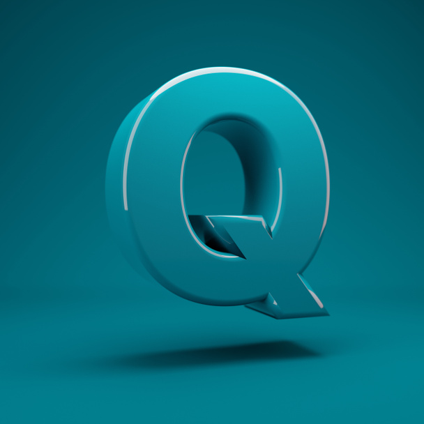 Aqua Menthe 3d litera Q duże litery. Renderowanie 3D. Najlepsze na rocznicę, urodziny, uroczystości, reklamy. - Zdjęcie, obraz
